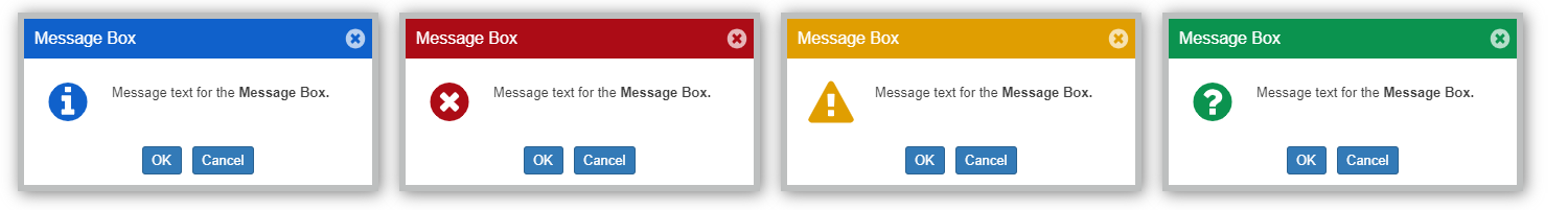MessageBox showing different icon styles